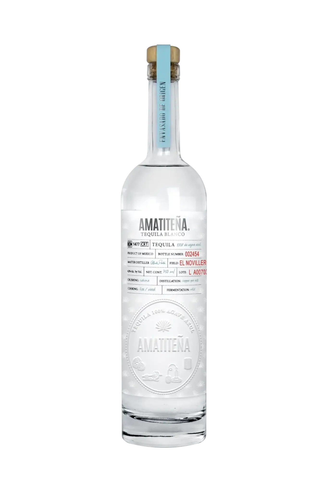 Amatitena Tequila Blanco - Klare Flasche mit weißem Etikette