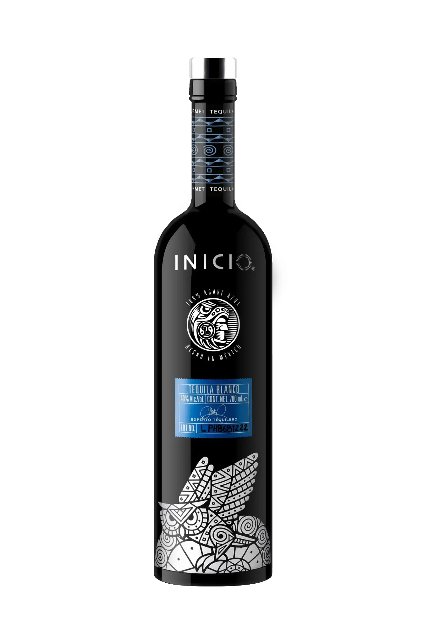 INICIO Tequila Blanco - Blaues Etikette schwarze Flasche