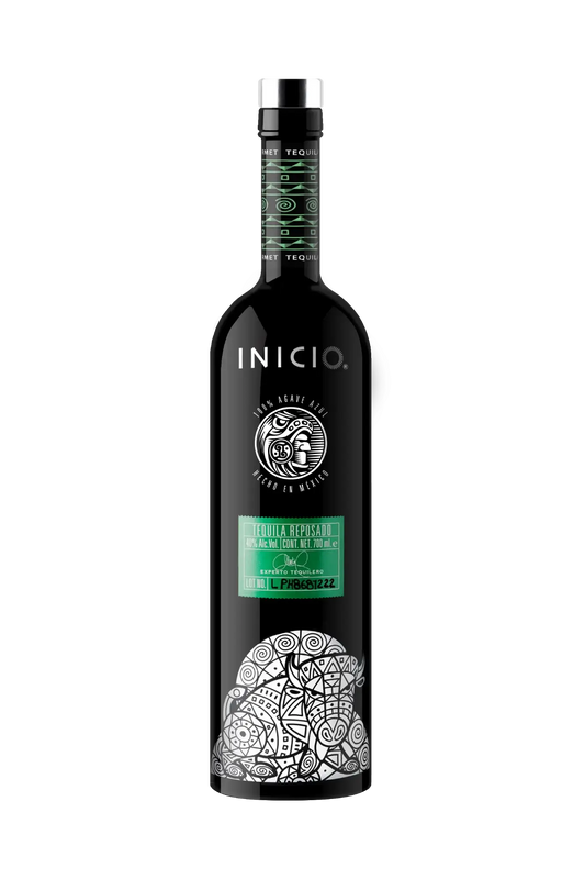 INICIO Tequila Reposado - Grünes Etikette schwarze Flasche